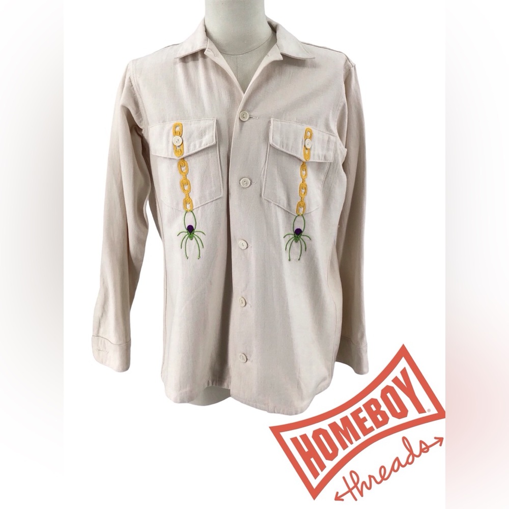 Cream Men's Jacket Shirt Size M